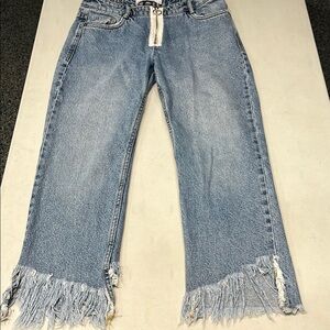 ZARA jeans frayed 4 Frayed Hem Blue Jeans trafaluc denimwear